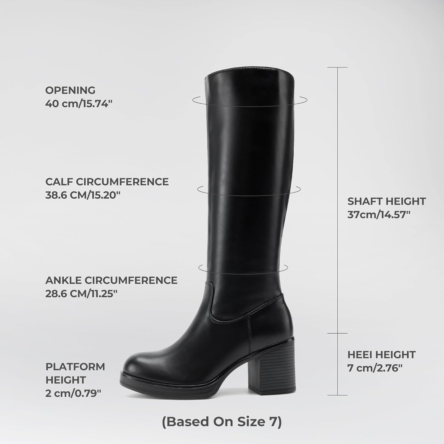 DREAM PAIRS Women's Knee High Boots Chunky Platform Heel Round Toe Boots for Women Side Zipper Stylish Comfortable Tall Boots - Image 5