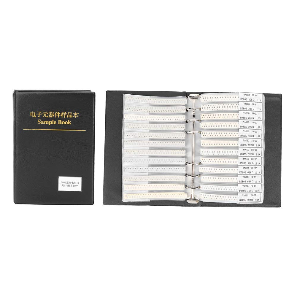 0805 Serie 170 tipi resistori componenti elettronici kit di assortimento campione libro nero per gli appassionati di professionisti elettronici