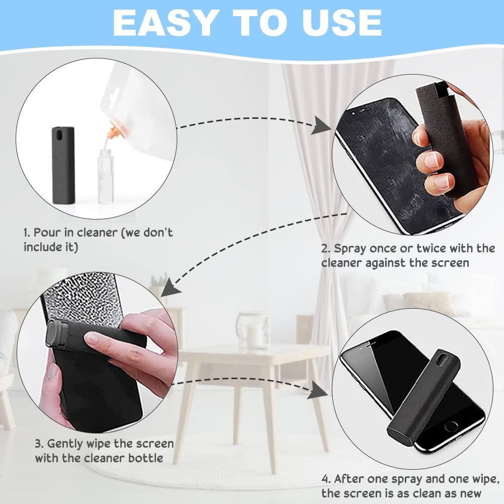 REFORUNG 2 Pz Spray 2 in 1 Ricaricabile per Gli Schermi di Telefoni 2in1 Bottiglia Spray Pulisci Schermo e Panno per Tutti i Telefoni, Tablet, Laptop,Schermo per Auto, Superficie in Vetro