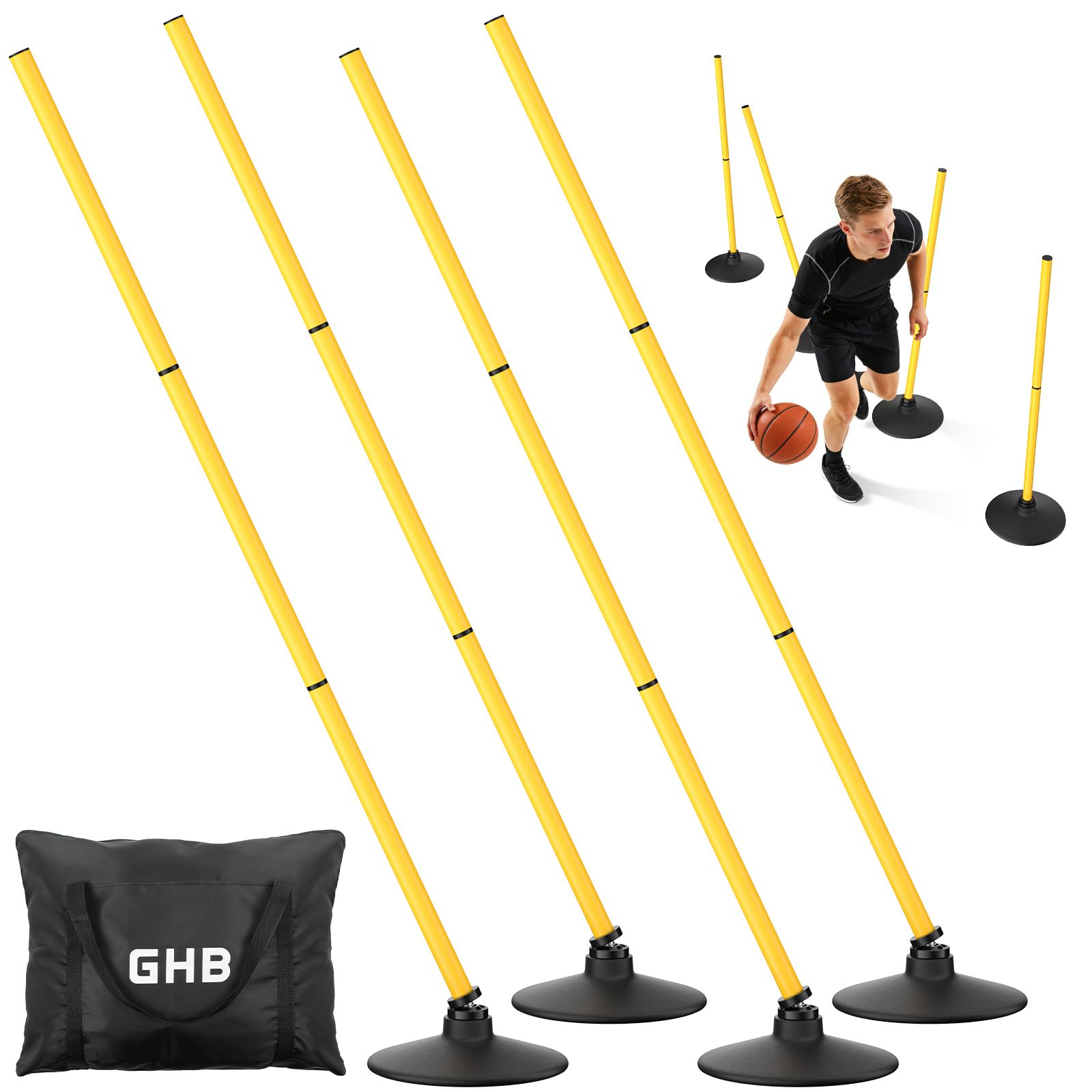 GHB Agility Poles 4 Pack 50" Rebound Sports Basketball - speed and agility training | Mubboo