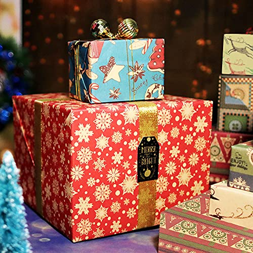 ANTHYTA 20 Pcs Papier Cadeau Noel en 5 Motifs Papier d'Emballage Reutilisable Papier Cadeau Kraft Noel Emballage Cadeau Écologique Papier Cadeau Kraft Imprimé pour Cadeau Emballage Noël Hiver-50*70cm Cover