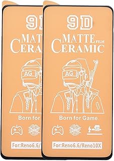 شاشة حماية من السيراميك المقوى 9D لموبايل أوبو رينو 10x، قطعتين، أسود