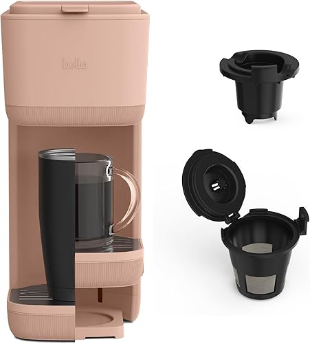 Vista 14 de BELLA Cafetera de una sola porción, cápsulas K y café molido compatible con bandeja de goteo extraíble y ajustable, apagado automático y accesorios