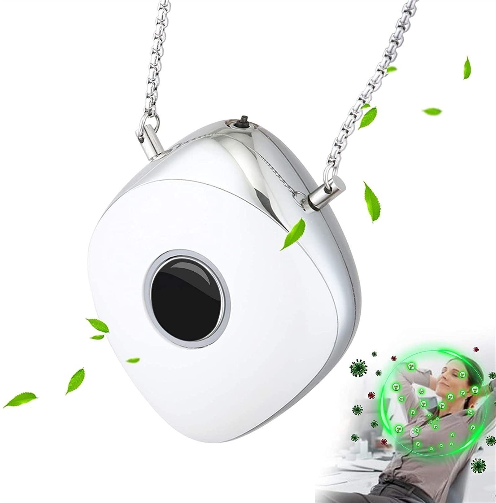 Collier à air négatif blanc technologie ionique nomade enfants et adultes