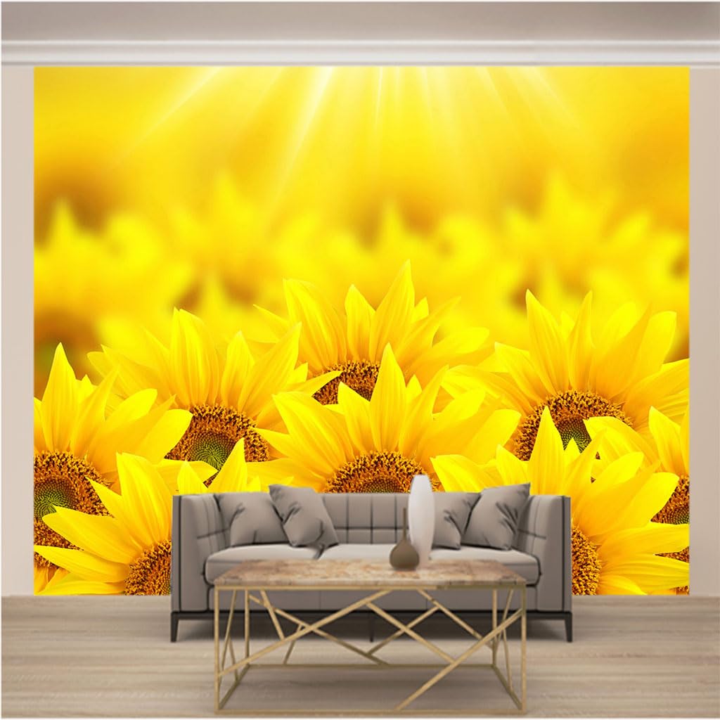 Papier Peint Intissé Photo pour Cacher un Mur Abîmé avec Décor Tournesol XXXL