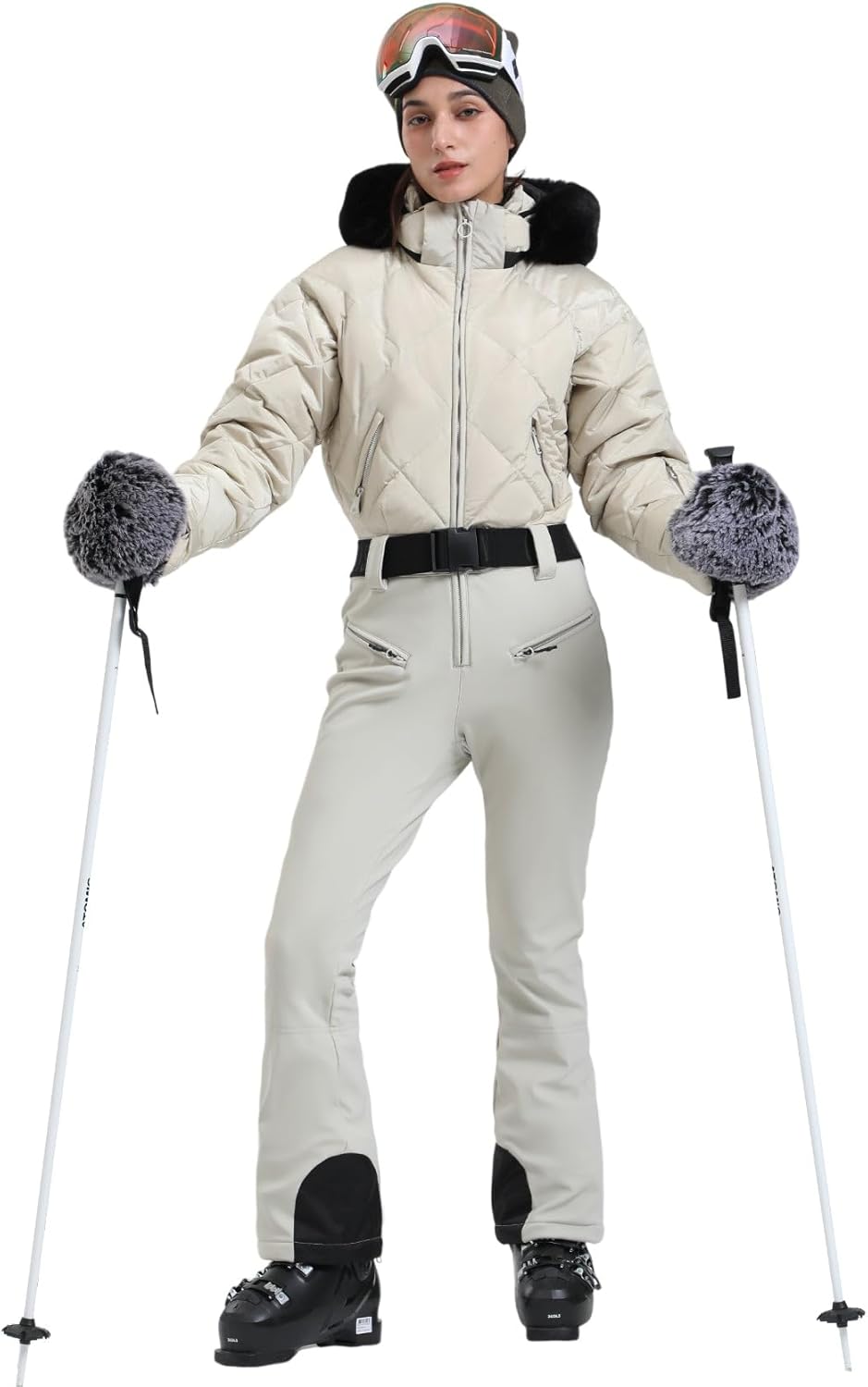 GSOU SNOW Womens Ski Suits Down One Piece Snowsuit Waterproof Snowboard Jumpsuits Winter Ski Outfit - Image 2