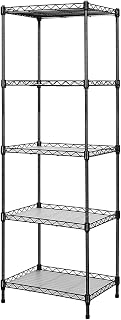 5-Tier Wire Shelving, 11.8x15.7x63in, Black - Heavy Duty Shelf - Kitchen Storage Shelves