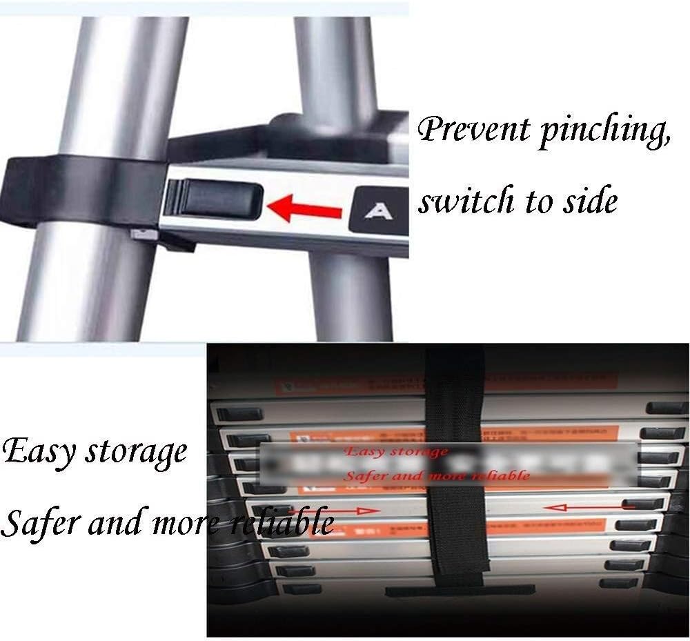 Telescoping Extension Ladder, Telescoping Ladder Extension Ladders Step Ladders Telescoping Ladders, One Button Retraction Extension Ladder Multi-Purpose Widened Non-Slip Pedal Mor