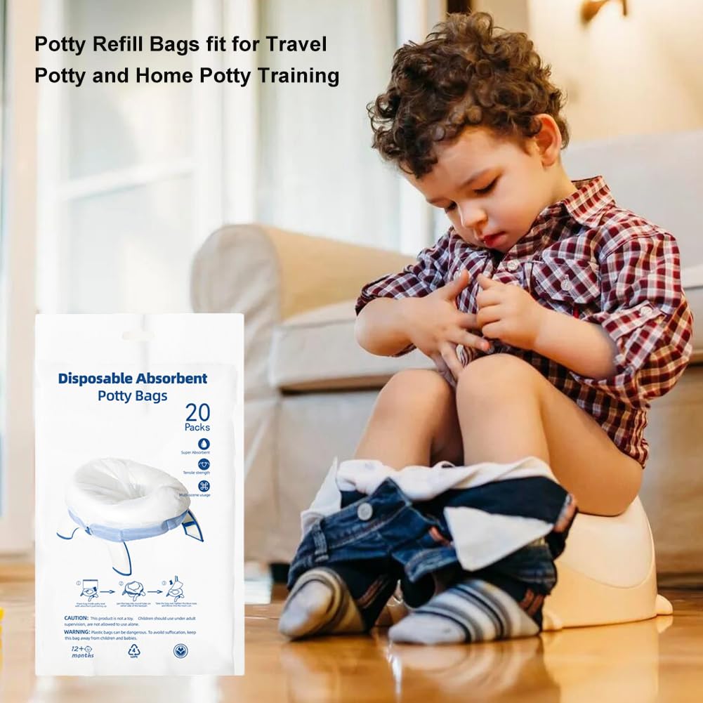 Sacchetti per Sedia WC Portatili 20 Pezzi con Cuscinetto Assorbente per Bambini Adulti Animali Viaggi