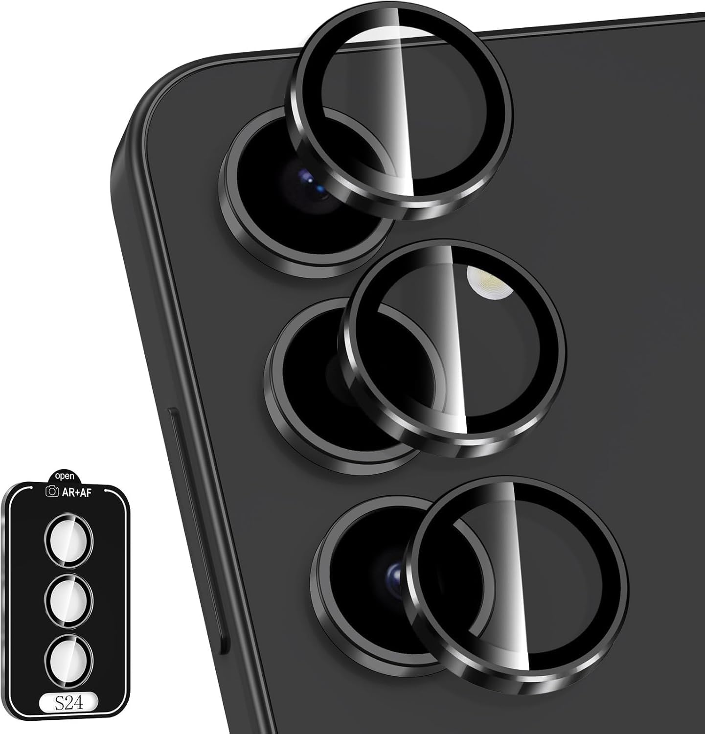 RODMED Premium Camera Lens Protector Compatible For Samsung Galaxy S24 5G (Black) Camera Lens Protector – 9H Tempered Glas...