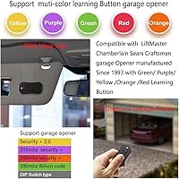 Vista 8 de Control remoto universal para puerta de garaje Chamberlain, Craftsman, Liftmaster, Linear, Genie, etc. con botón de aprendizaje de 5 colores e