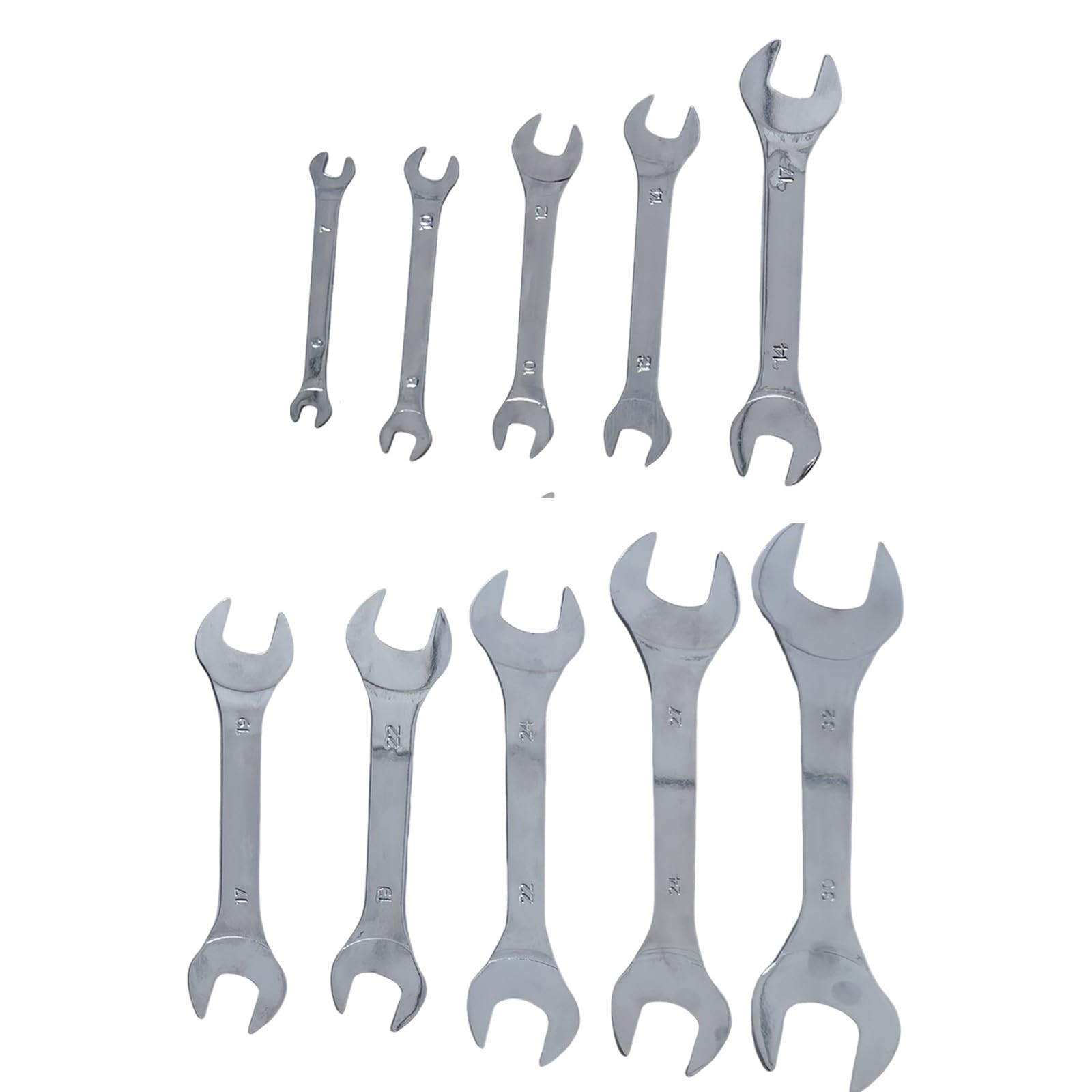 EasyByMall Juego de 10 llaves de doble extremo abierto de 6 a 32 mm, acero al cromo vanadio, herramientas de reparación de automóviles con bolsa de herramientas