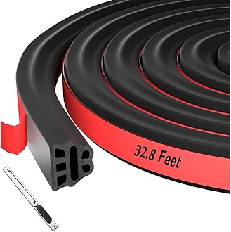 Car Door Rubber Seal Strip Automotive Weather Stripping Double Layer Auto Weatherstrip Universal Self Adhesive Soundproof Sealing Strip for Cars Truck Rv Pickup(32.8FT)