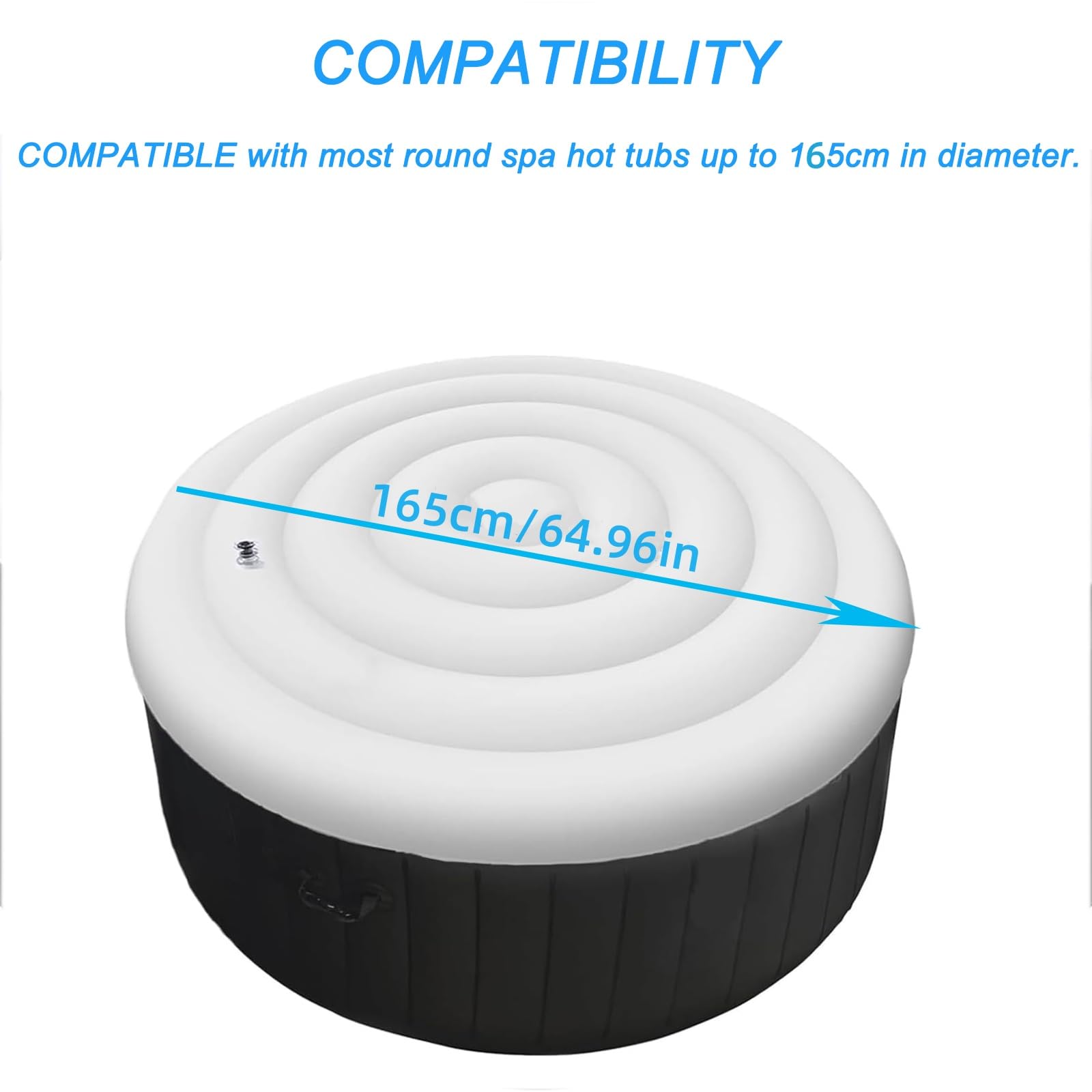 Nadmuchiwany koc do spa, uniwersalny okrągły koc 165 cm, ocieplany do spa, odporny na warunki atmosferyczne i kurz, akcesoria do spa i jacuzzi