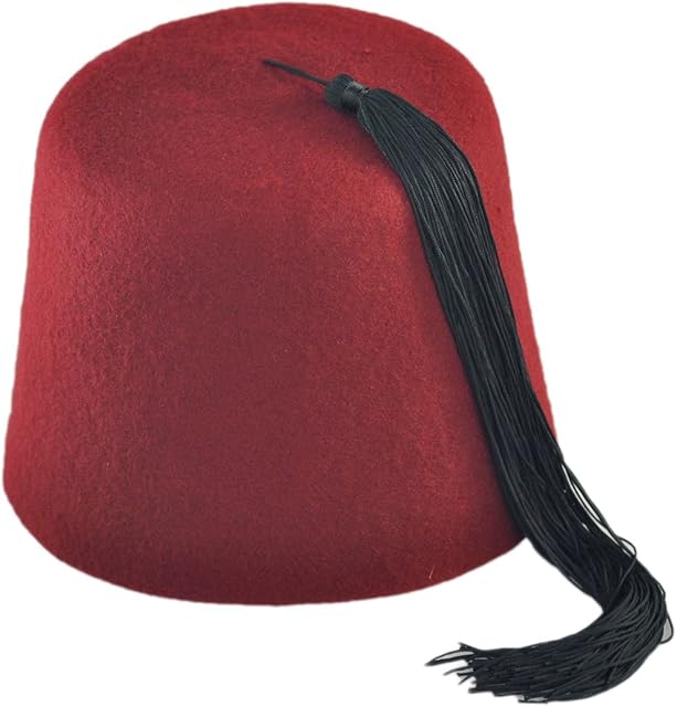 Village Hats Maroon Fez with Black Tassel