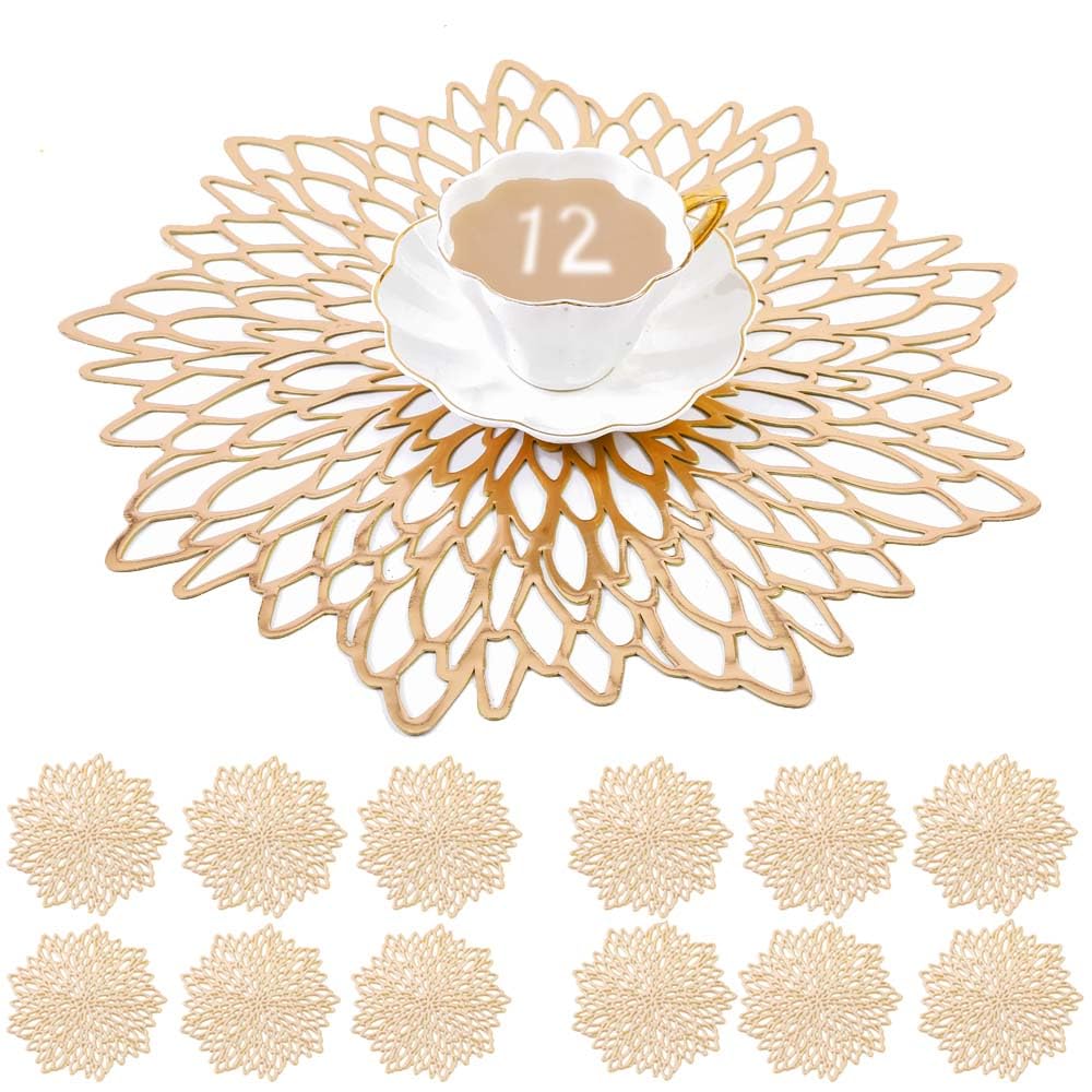 Set de table rond doré vinyle 38cm Mangata dessous de verre design