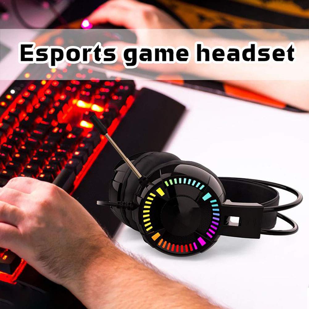 C- Cuffie da gioco Cuffie da gioco con audio surround 7.1 per giochi FPS Stereo da 50 mm con microfono a cancellazione di rumore e cuffie antirumore con auricolare leggero RGB e fascia regolabile