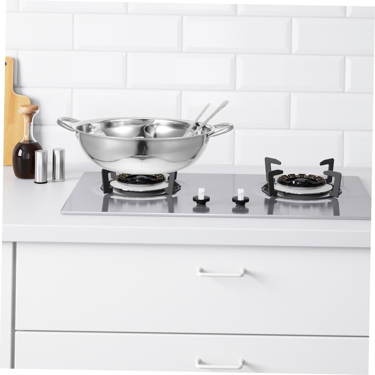 Divided Hot Pot 28cm Stainless Steel Cookware with Ladle