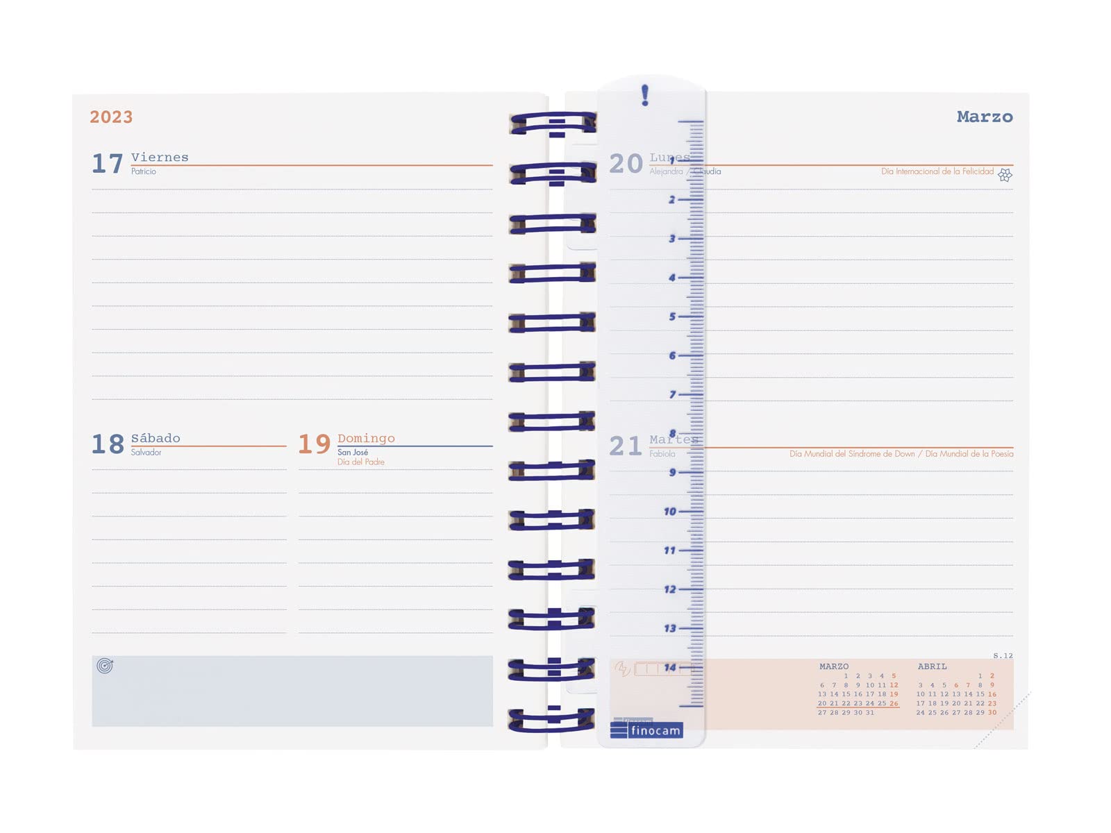 Finocam - 2022 2023 Mini Institute 2 Day Page September 2022 - August 2023 (12 Months) Lisa Blue Spanish, Monochrome, Blue - Image 4