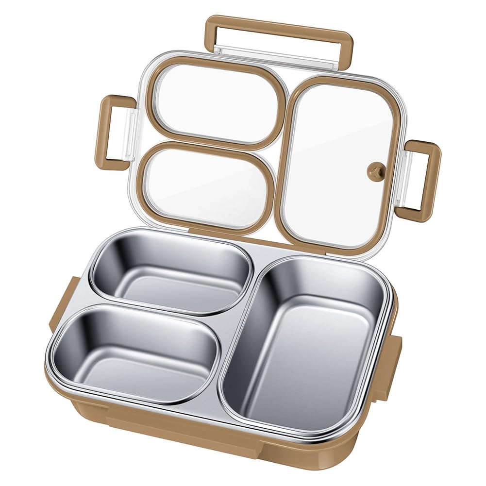 CTRLZS Stainless Steel Lunch Box for Kids Stainless Steel Lunch Box Stainless Steel Bento Box Kids Mocha Khaki
