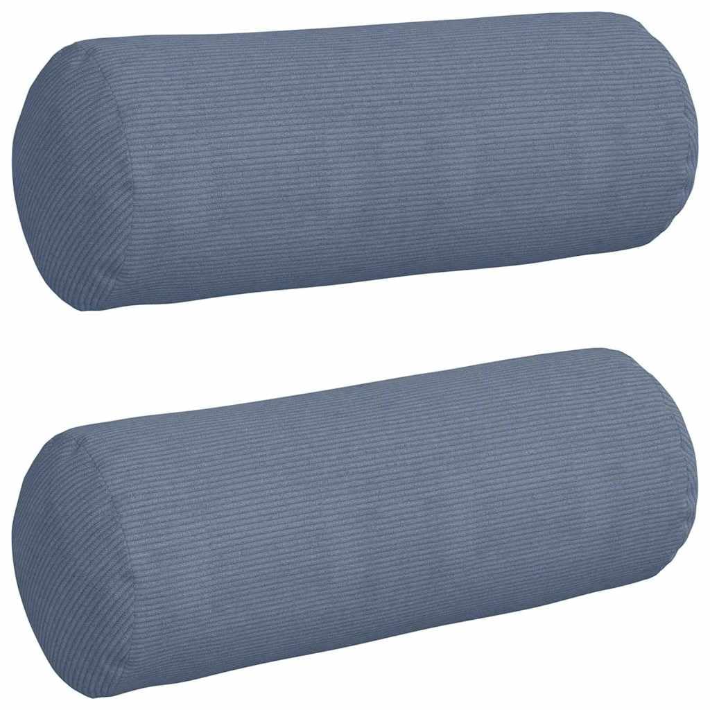 Poduszki bolster, 2 sztuki, niebieskie, Ø 25 x 70 cm, materiał sztruksowy, poduszki ozdobne na kanapę, sofę, do wnętrz, salonu, jadalni, zestaw
