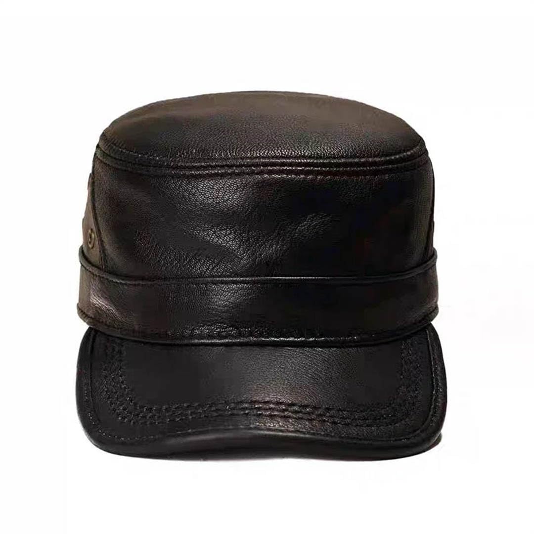Męska skórzana płaska czapka elegancka męska czapka z daszkiem brytyjska vintage skóra bydlęca ciepła czapka regulowana