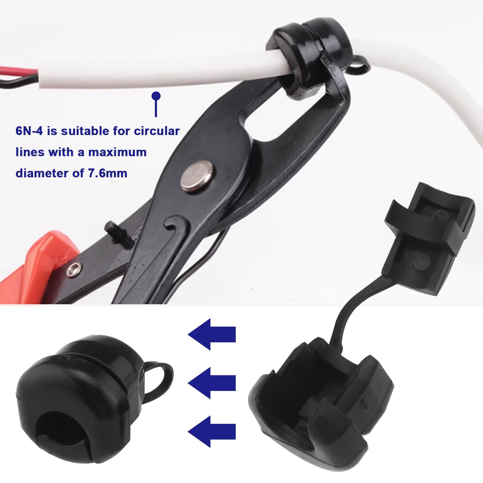 LT Easiyl 8Pcs Black Round Strain Relief Bushing Electric Cable Protection Cord Buckle (4pcs 6N-4 and 4pcs 4N-4) Strain Relief Bush Grommet