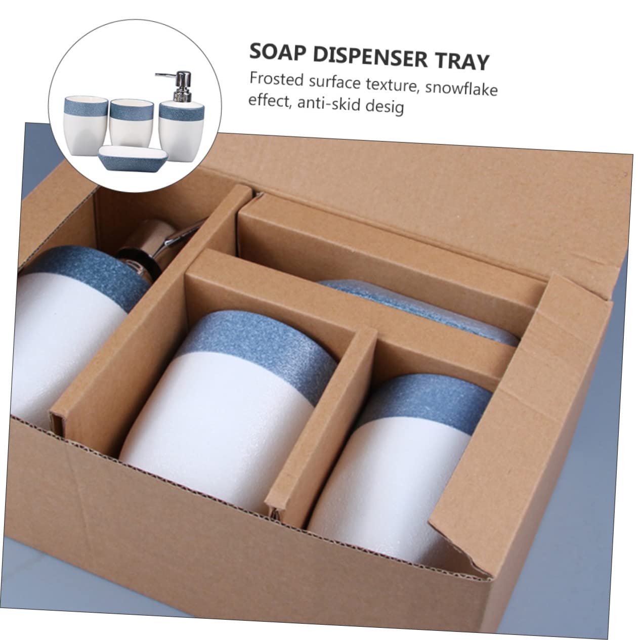 Juego de Accesorios de Baño Diseño Antideslizante de Cerámica Esmaltada Azul Incluye Estante para Jabón y Porta Cepillos, Adecuado para Baño de Hotel o Casa