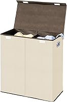 Vista 1 de mDesign Cesta dividida extragrande para ropa sucia con tapa extraíble, asas integradas, portátil y plegable para almacenamiento compacto, asas