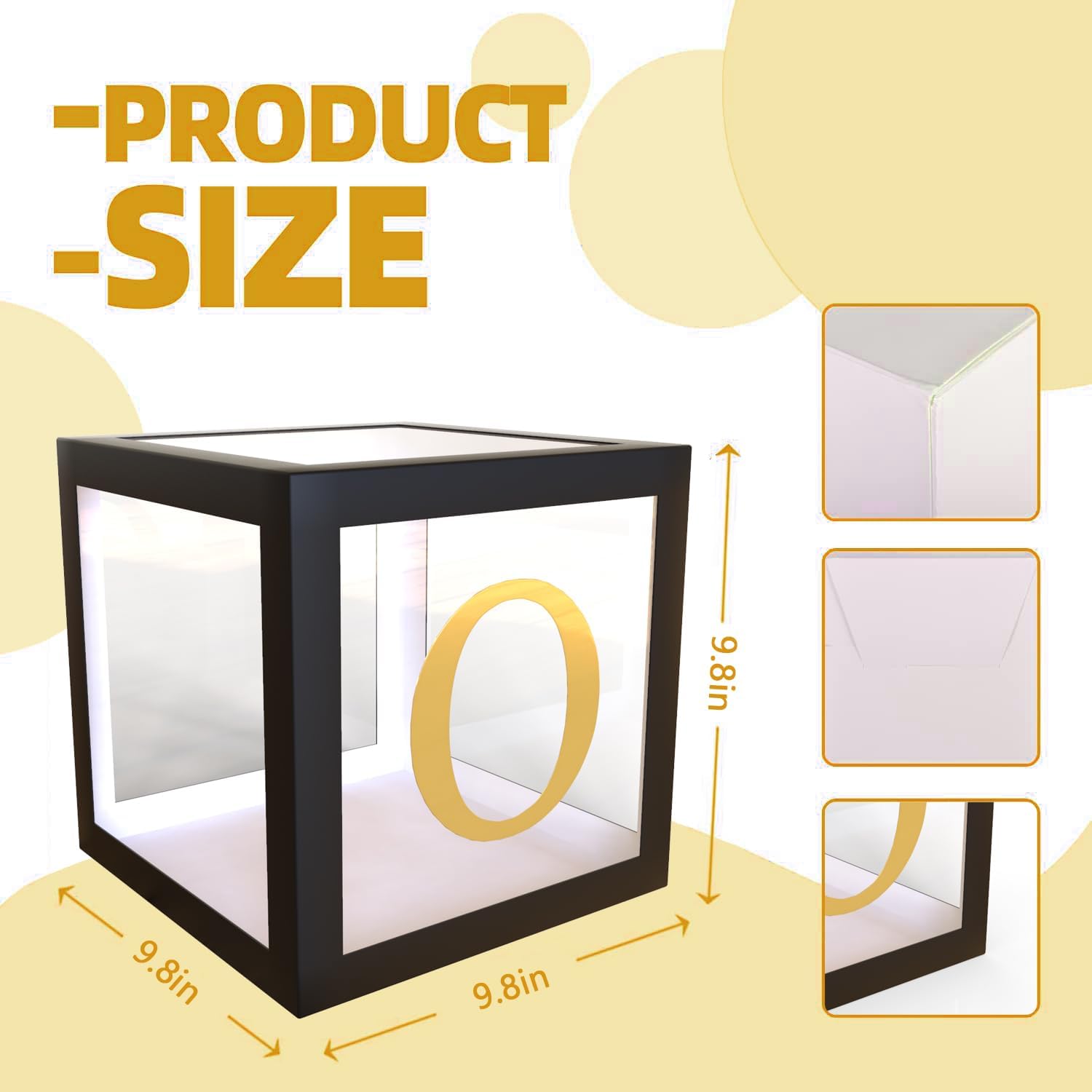 bunldapoog One Balloon Boxes for Party Decorations 3 Pcs First Birthday Balloon with ONE Letter Box for Baby Clear Cube Block Photoshoot Props Cake Smash Backdrop (Black 1)