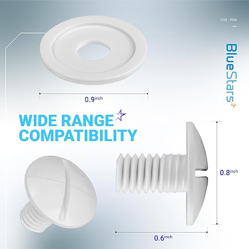 Miniatura 2 de Blue Stars - Tornillos de plástico blanco C-55 C55 ultra duraderos (6 piezas) con 6 arandelas adicionales de repuesto para limpiador de piscinas -