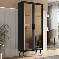 Multimóveis Cristaleira com 2 Portas de Vidro Retrô 68cm Urban MP6040 Preto