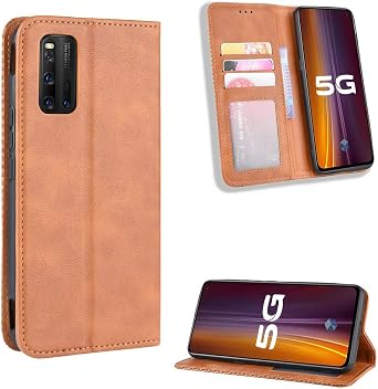Jielangxin Keji Case for Vivo iQOO 3 Case Cover,Case for Vivo iQOO 3 I1927 Case PU Leather flip Cover Brown