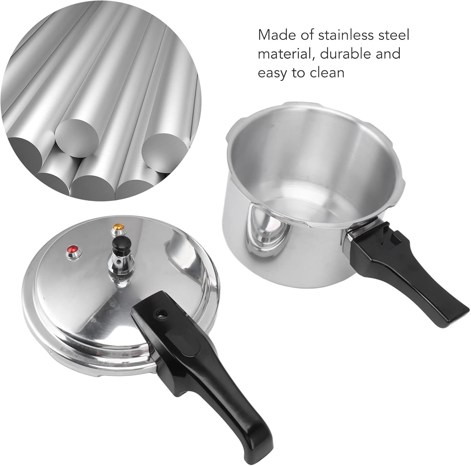 Pressure Cooker Pot, 18cm Bottom 3L Mini Stainless Steel Soup Cooker for Gas Stove Induction