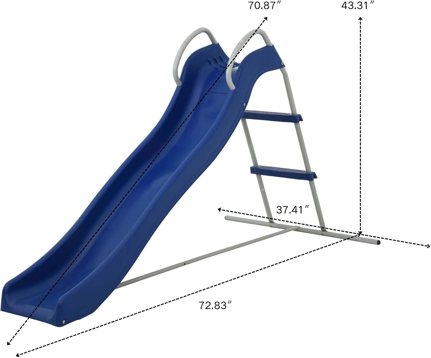 Kids Slide 6ft Freestanding Indoor Outdoor Playground Equipment - Plastic Water Slide Ages 3+ with Metal Support, Easy Assembly (Blue + 6FT)
