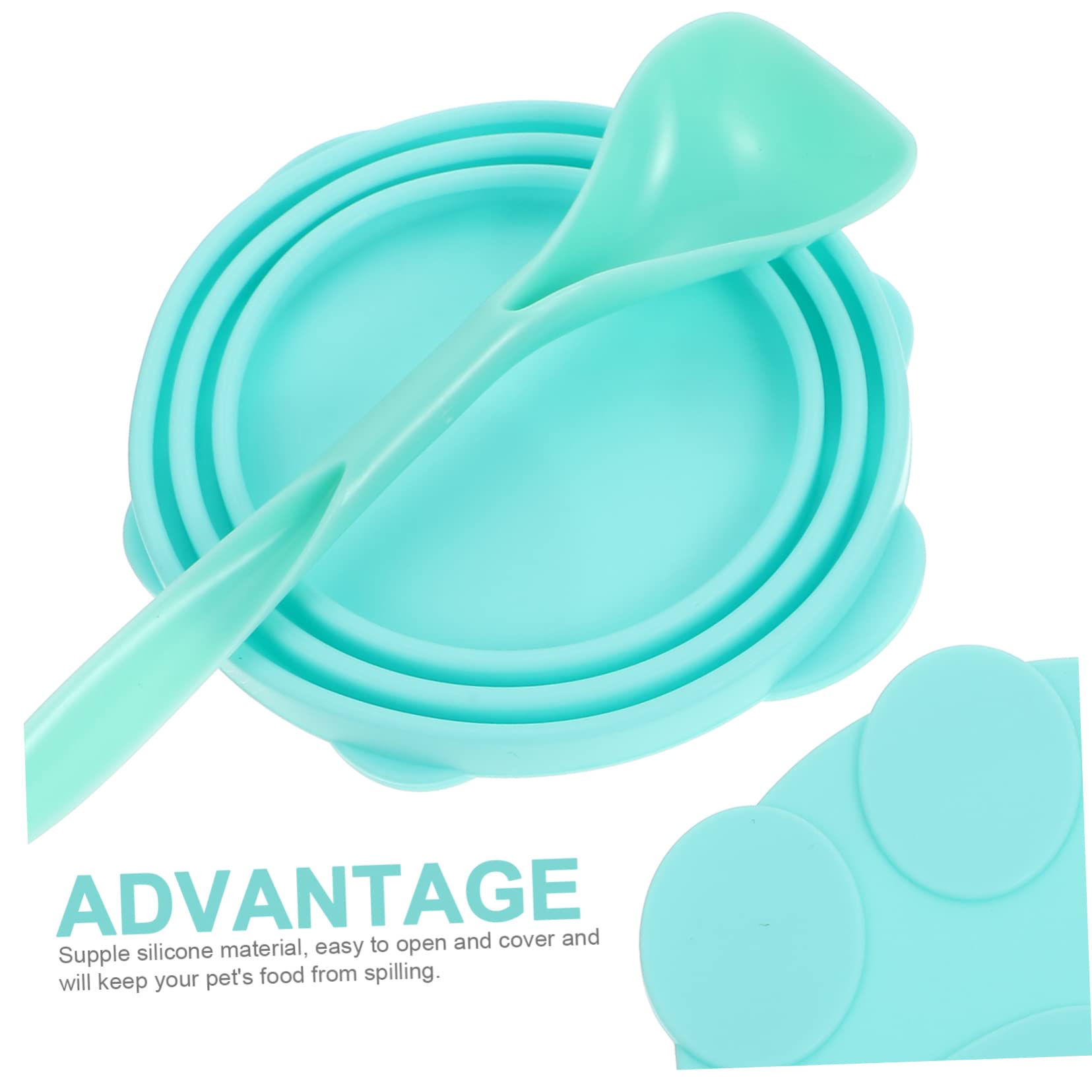 Kisangel 4 Juegos tapa de lata para mascotas silicone stirring spoon cuchara de comida reemplazable cubierta de comida para gatos domésticos accesorio de comida para perros triple puede