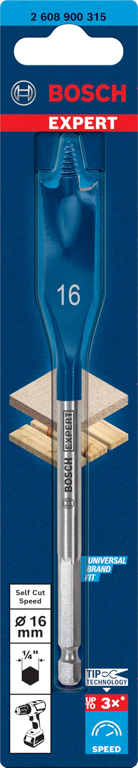 Bosch Professional 1x EXPERT Self Cut Speed Yaprak Delme Uçları (Yumuşak ahşap, Sunta, Ø 16,00 mm, Aksesuar Döner Matkap/Vidalamalar, Darbeli Matkap/Vidalama)