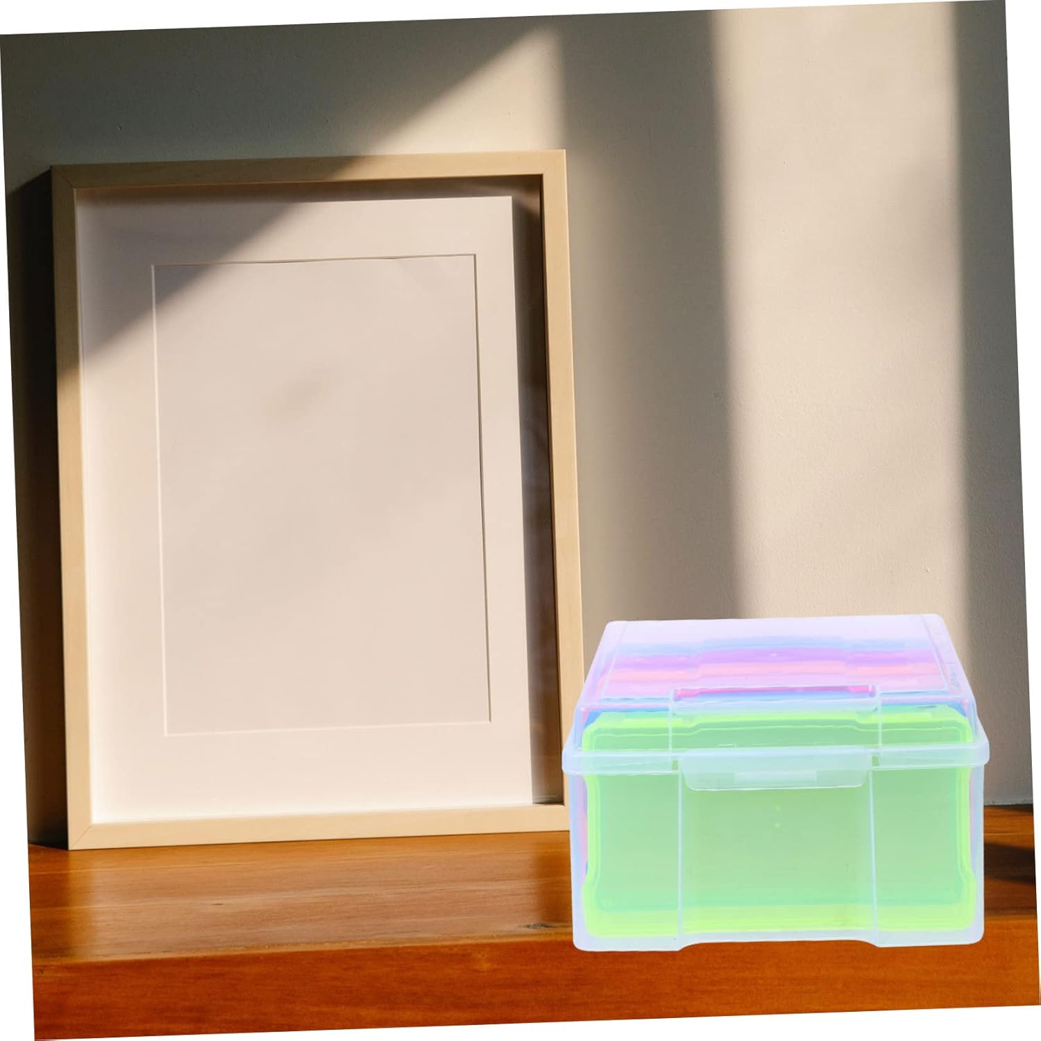 Mobestech 5x7 Classified Photo Storage Case Multi-function Plastic Organizer for Photos and Cards Sturdy Storage Box for Crafting and Family Use