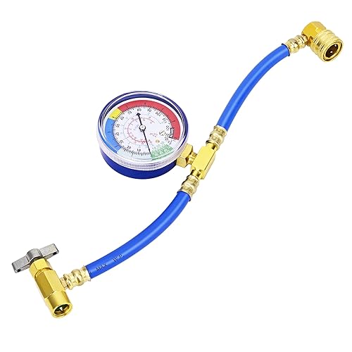 Refrigerator Freon Recharge Kit, R134A AC Refrigerant Charge Hose Set with Pressure Gauge