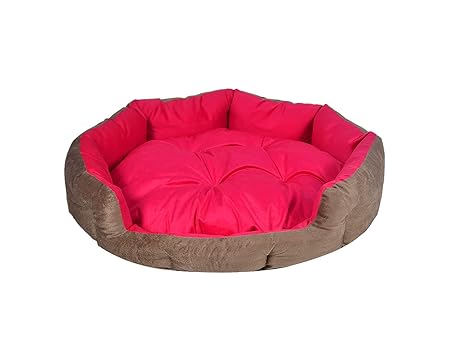 Slatters be Royal Store Round Shape Reversable Gray Pink Ultra Soft Ethnic Velvet Dog Bed for Pet/Cat