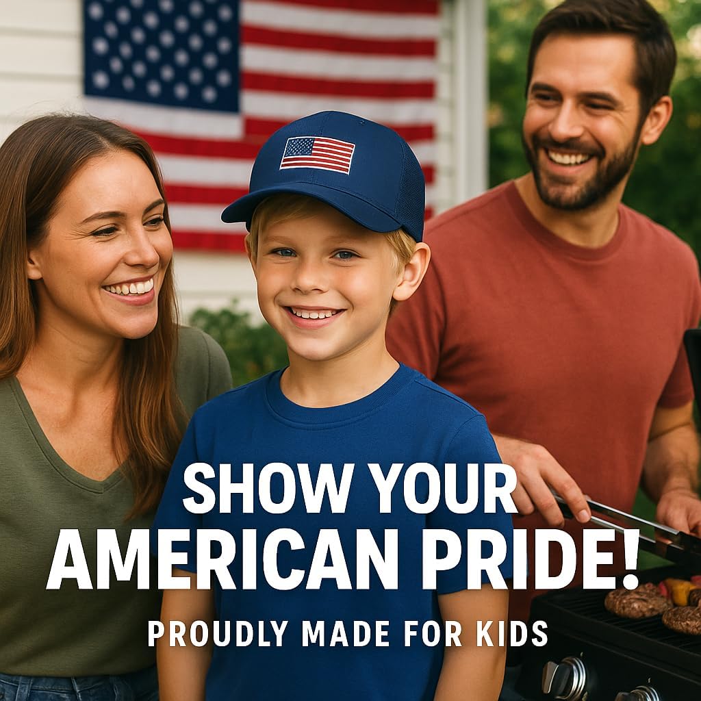 BUTITNOW Boys American Flag Trucker Hat - Adjustable Snapback Baseball Cap for Kids - Breathable Mesh Back (3-14 Years) - Image 7