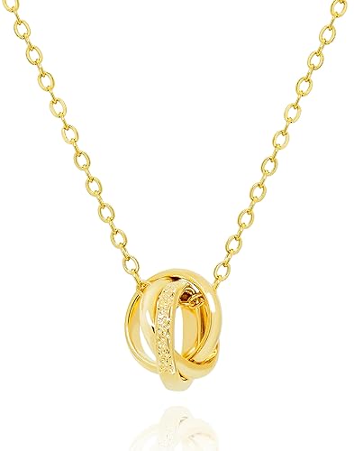 Interlocking Circle Necklace for Women • Dainty 18K Gold Plated