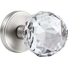 Premium Crystal Glass Door Knobs, Ball Interior Door Knobs for Hall Closet Passage, Satin Nickel