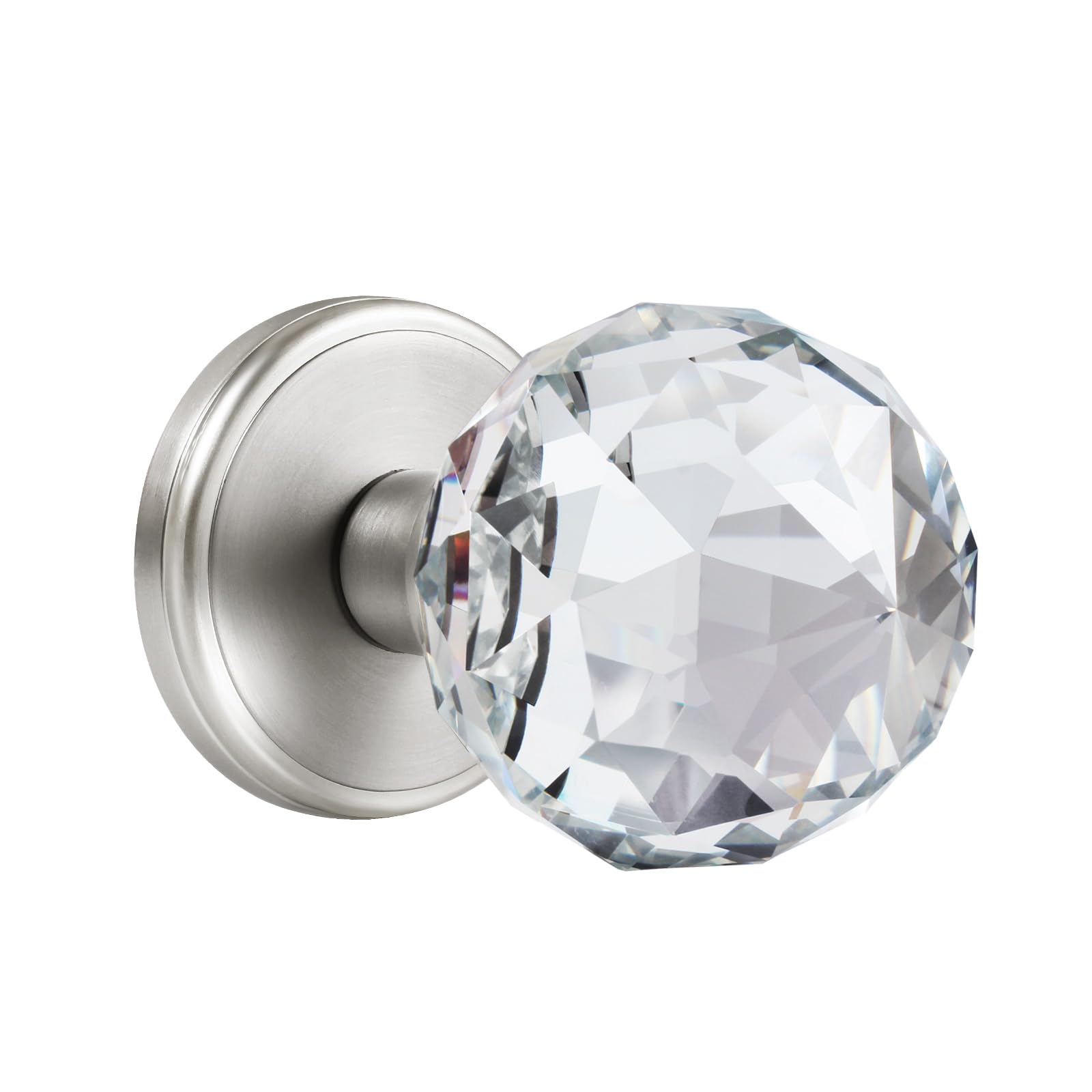 Clctk Satin Nickel Premium Crystal Door Knobs, Ball Interior Door Knobs For Hall,