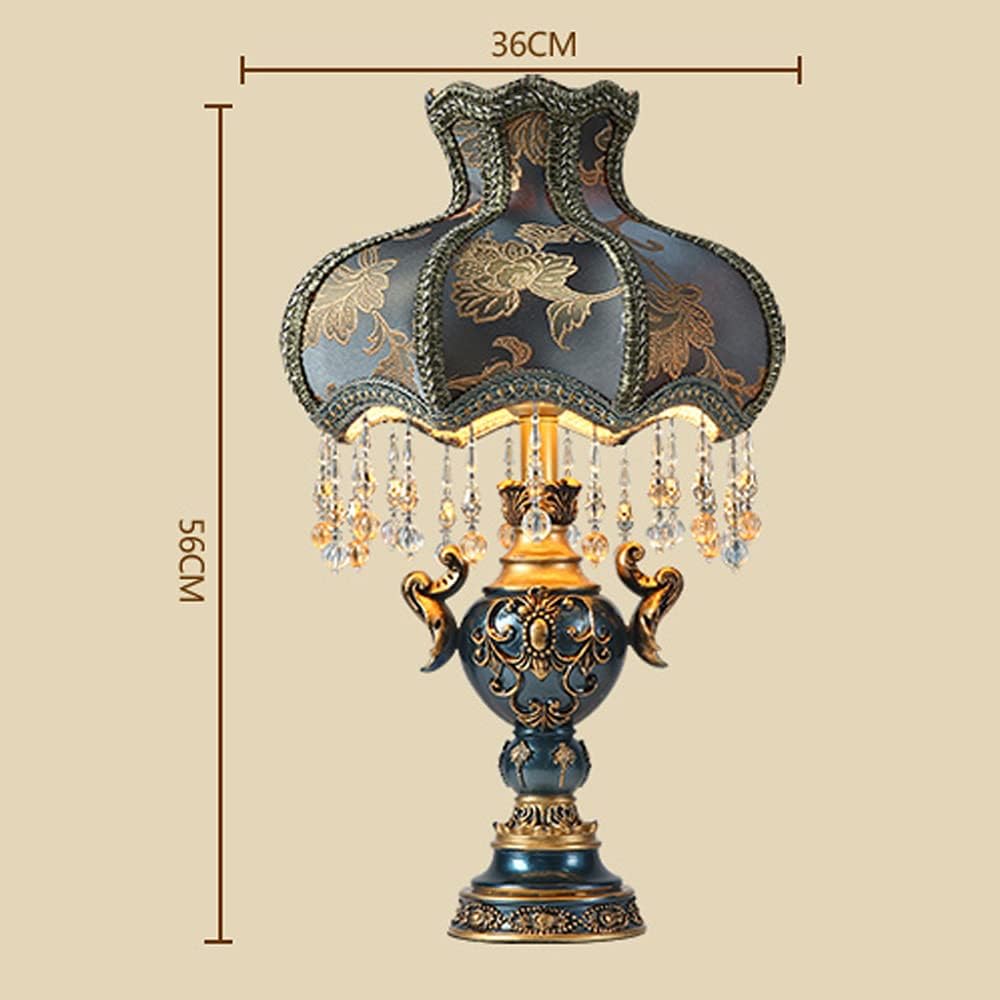 Table Lamp Victorian Table Lamp Flower Fabric Art + Resin Medieval European Bedroom Bedside Lamp Handmade Carved Living Room Decorative Table Lamp