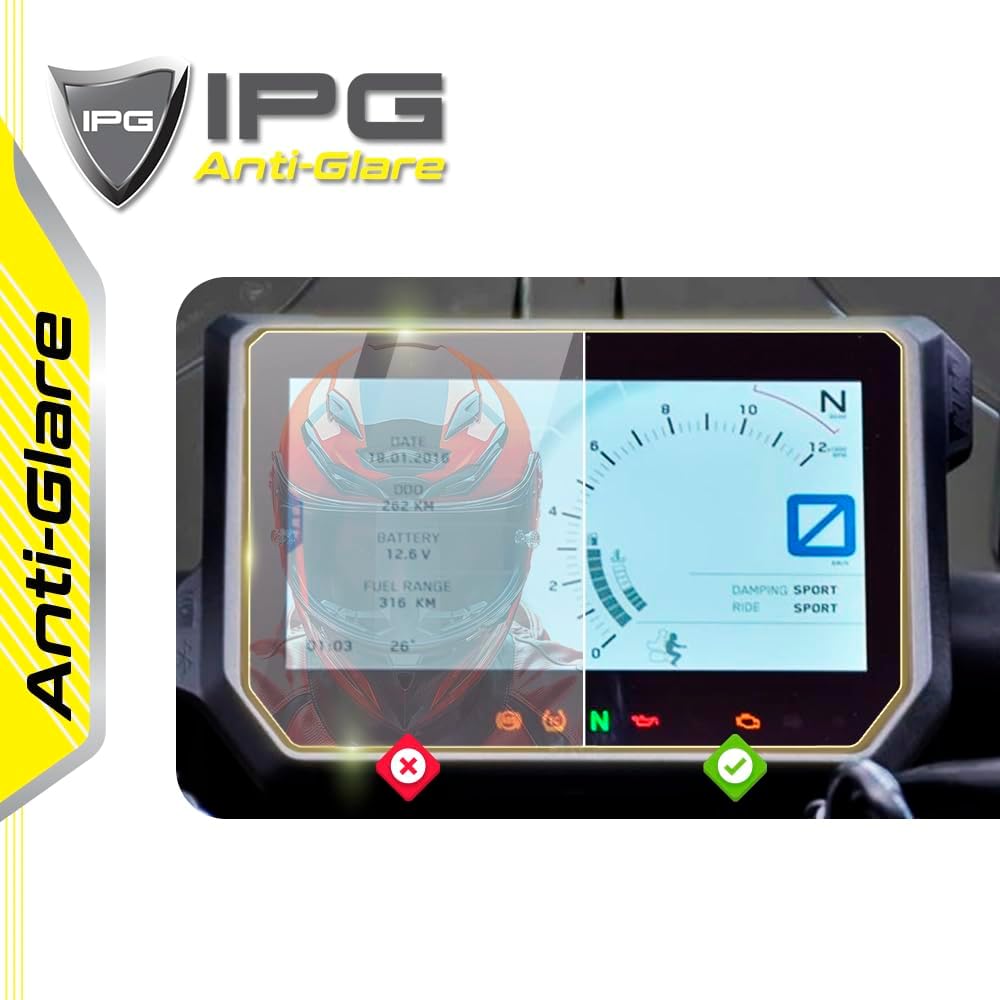 IPG Anti-Glare for KTM 2017-2023 1290 SUPER ADVENTURE R/S Cluster Display Matte Finish Screen Protector Film Ultra Responsive Clarity Anti Scratch, Perfect for Outdoor Use for Adv.R/S-AG