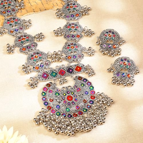 Image of Rubans Oxidised Necklace Set Indian Tribal Style Ethnic Jewellery Gift for Women & Girls