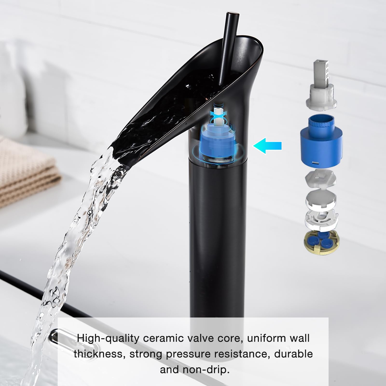 Robinet De Lavabo Noir Moderne - Mitigeur Monocommande Pour Salle De Bain, Design épuré Et économe En Eau