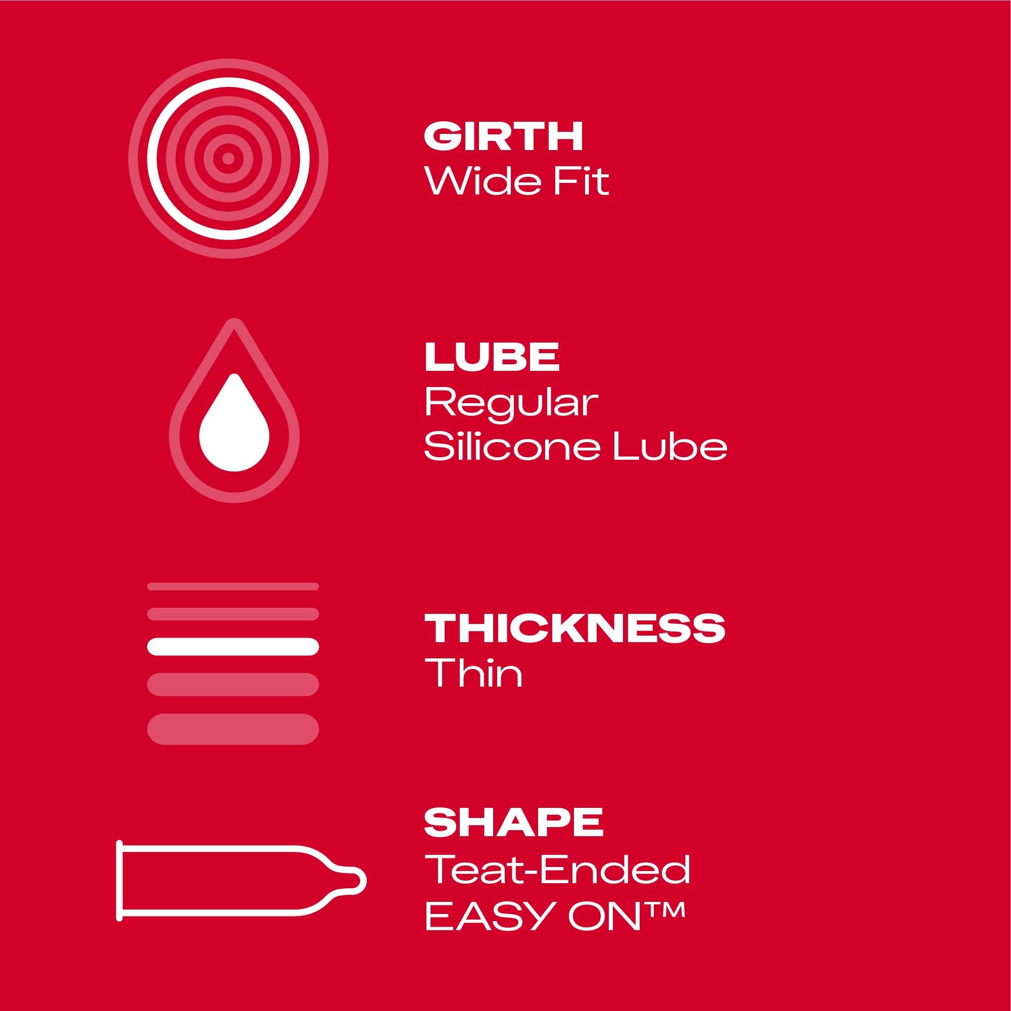 Durex Thin Feel XL Condoms 12 Pack, Extra Large Thin Condoms for Closer Natural Sensation and Roomier Fit, Easy-On Shape, Comfortable Wider Fit, Pack of 12 for Couples