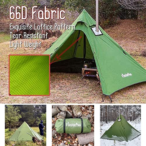 FIREHIKING Hot Tent for Camping Tepee Tent for Adults Ultralight Tipi Tent with Stove Jack and Half Inner Tent 1-2 Person